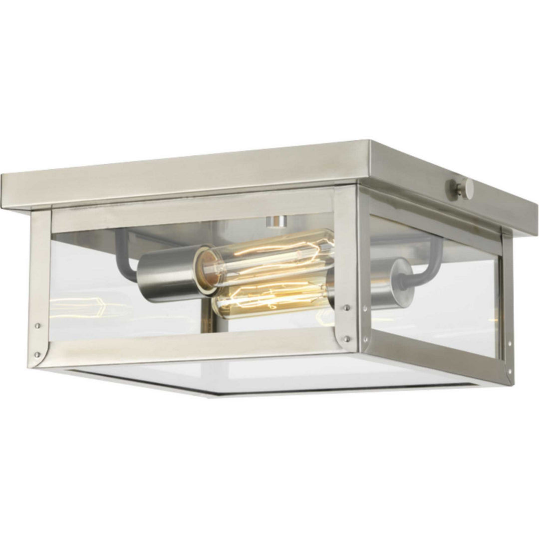 Union Square Two Light Flush Mount in Stainless Steel - available from The Lighting Shoppe, trusted by Canadian homeowners