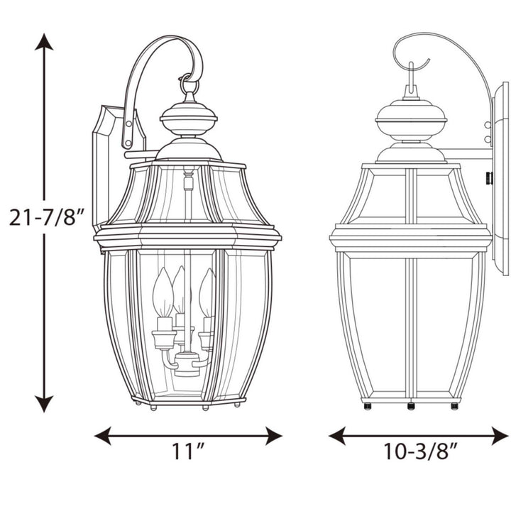 Progress Canada - P6612-31 - Three Light Wall Lantern - New Haven - Black