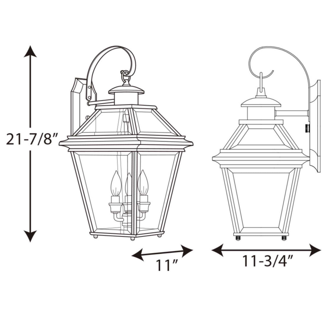 Progress Canada - P6617-20 - Three Light Wall Lantern - Burlington - Antique Bronze
