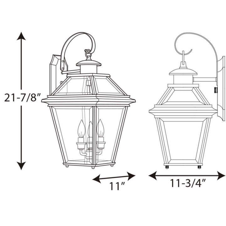 Progress Canada - P6617-20 - Three Light Wall Lantern - Burlington - Antique Bronze