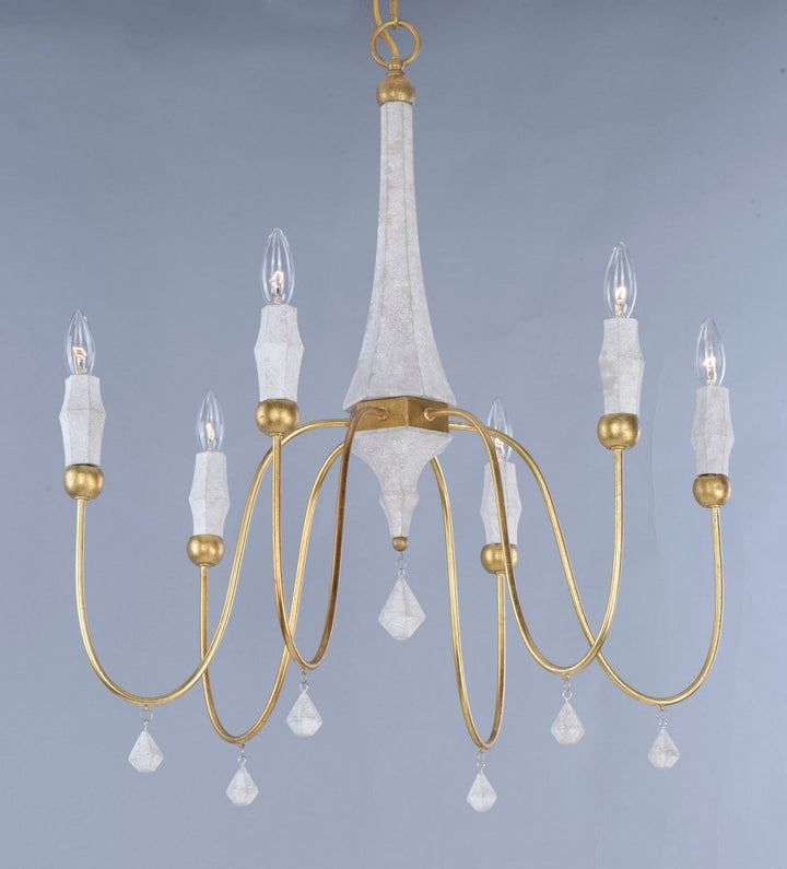 Maxim - 22436CSTGL - Six Light Chandelier - Claymore - Claystone / Gold Leaf