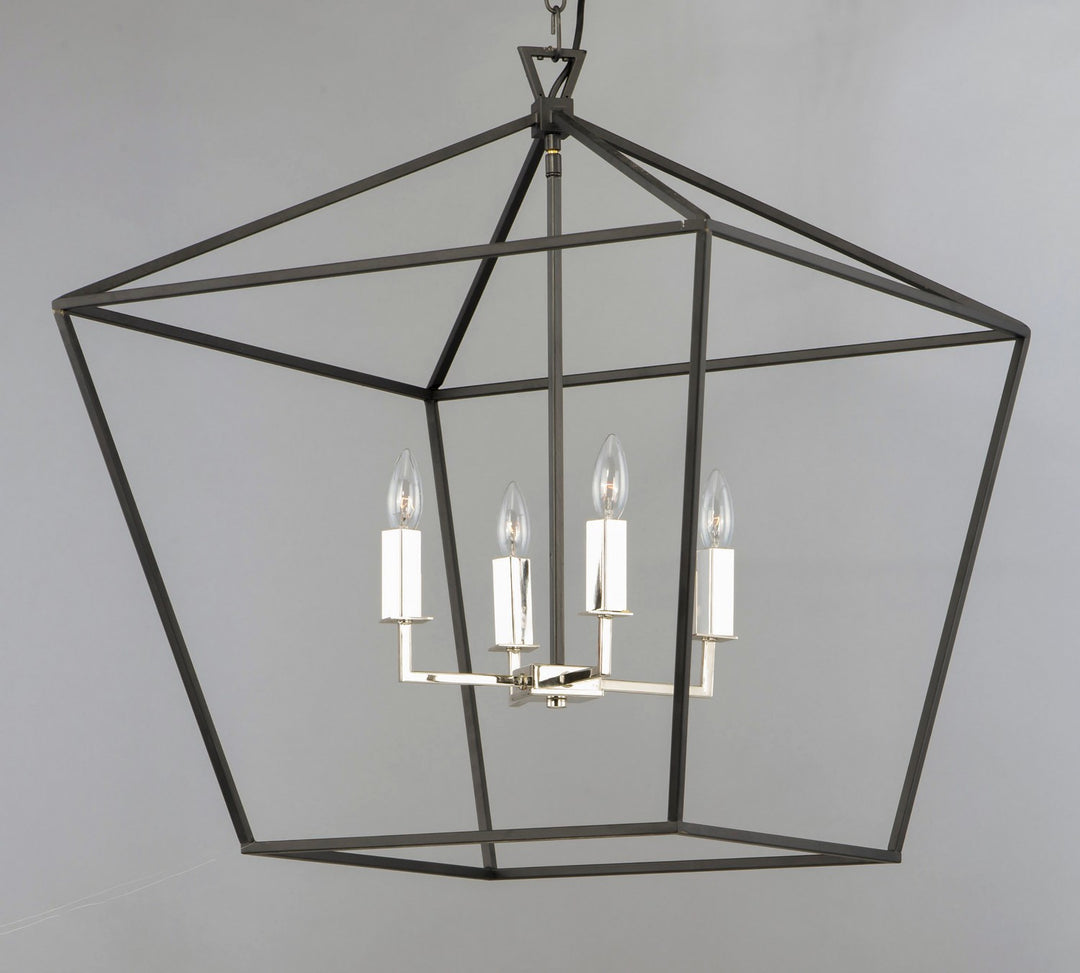 Maxim - 25155TXBPN - Four Light Chandelier - Abode - Textured Black / Polished Nickel