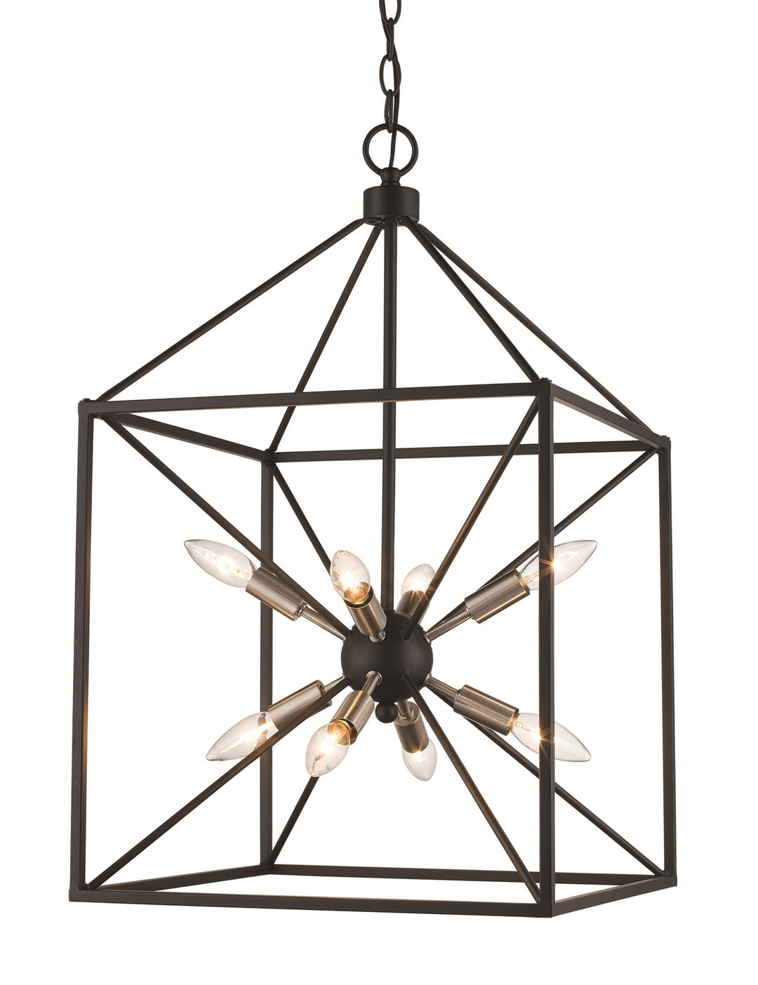 Eight Light Pendant in Brushed Nickel / Black - available from The Lighting Shoppe, trusted by Canadian homeowners