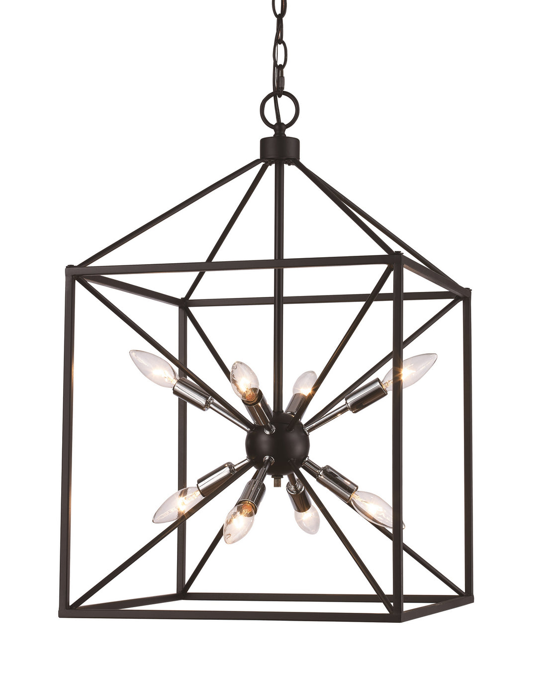 Eight Light Pendant in Polished Chrome / Black - available from The Lighting Shoppe, trusted by Canadian homeowners