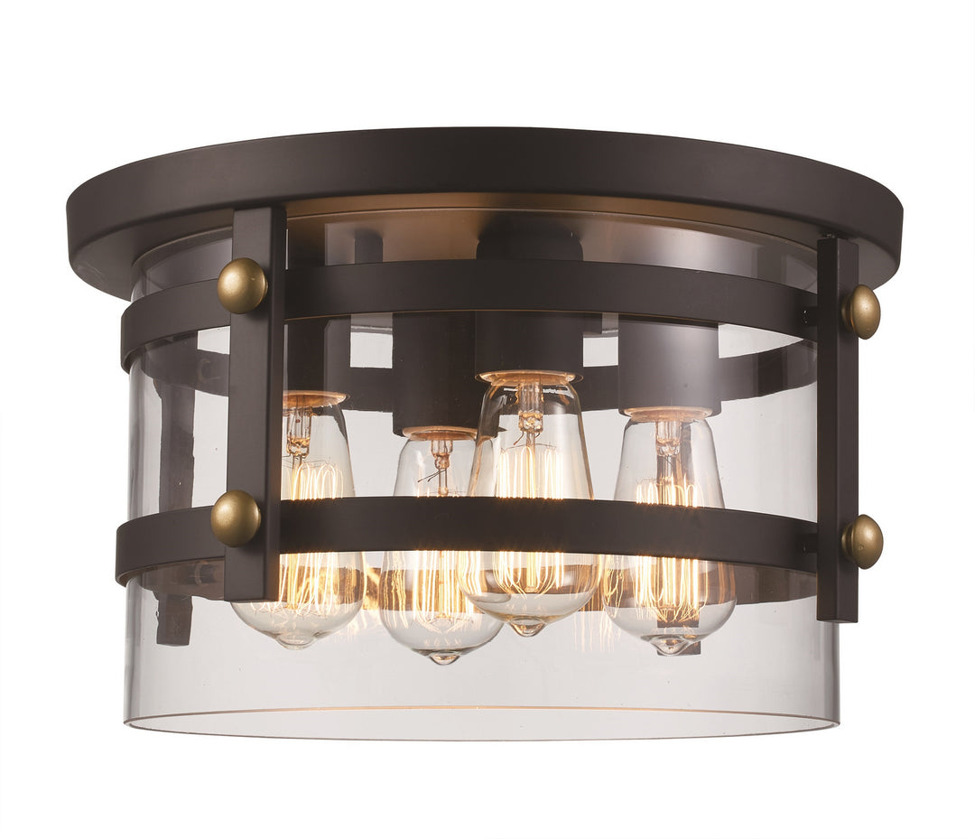 Four Light Flushmount in Rubbed Oil Bronze / Antique Gold - available from The Lighting Shoppe, trusted by Canadian homeowners