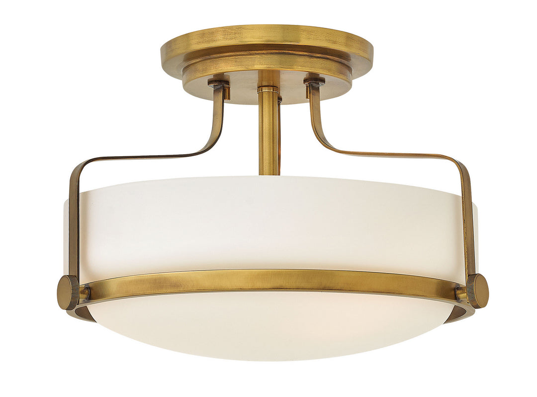 Harper LED Semi-Flush Mount in Heritage Brass - available from The Lighting Shoppe, trusted by Canadian homeowners