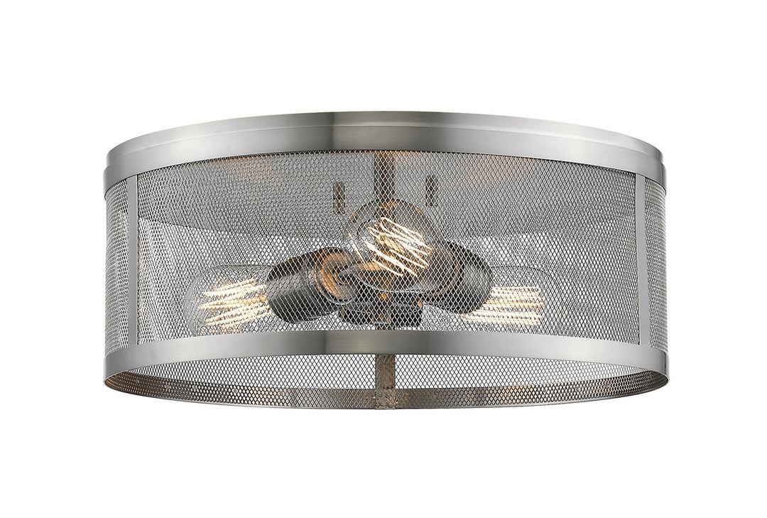 Meshsmith Three Light Flush Mount in Brushed Nickel - available from The Lighting Shoppe, trusted by Canadian homeowners