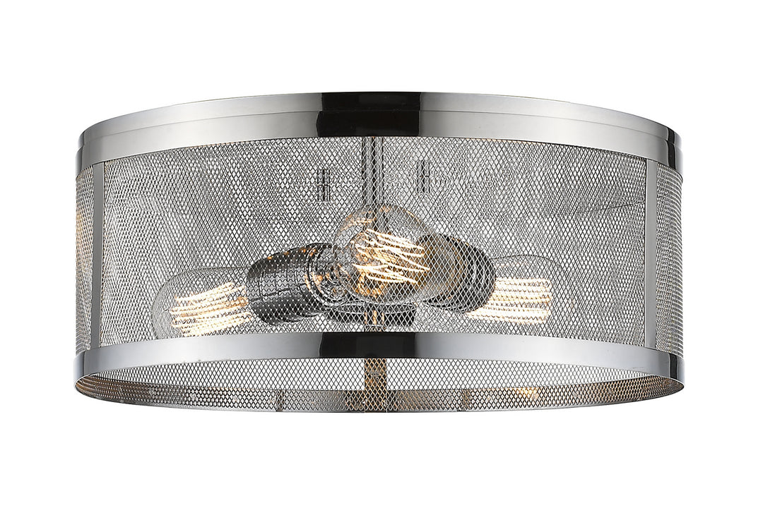 Meshsmith Three Light Flush Mount in Chrome - available from The Lighting Shoppe, trusted by Canadian homeowners