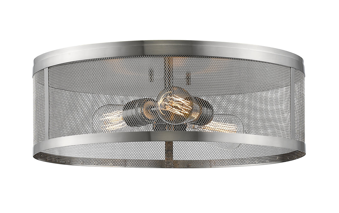 Meshsmith Three Light Flush Mount in Brushed Nickel - available from The Lighting Shoppe, trusted by Canadian homeowners