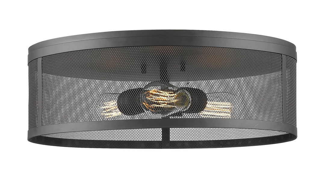 Meshsmith Three Light Flush Mount in Bronze - available from The Lighting Shoppe, trusted by Canadian homeowners