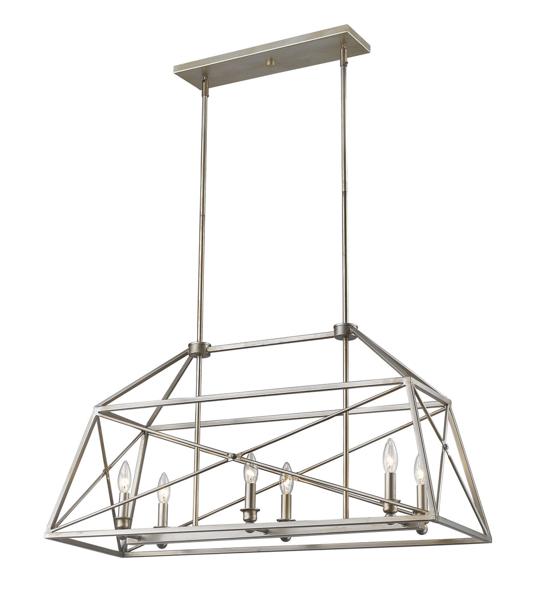 Trestle Six Light Linear Chandelier in Antique Silver - available from The Lighting Shoppe, trusted by Canadian homeowners