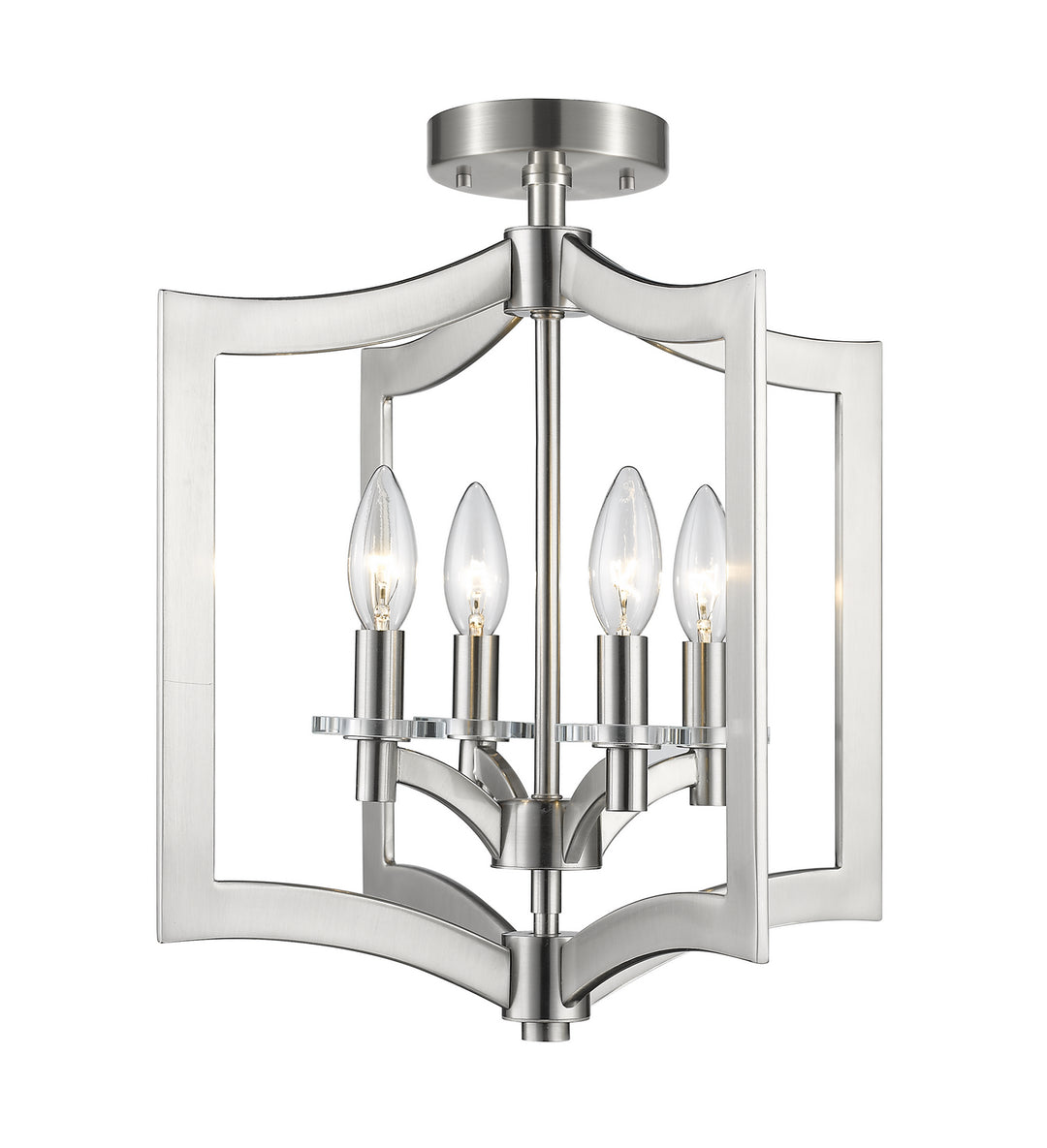 Zander Four Light Semi Flush Mount in Brushed Nickel - available from The Lighting Shoppe, trusted by Canadian homeowners