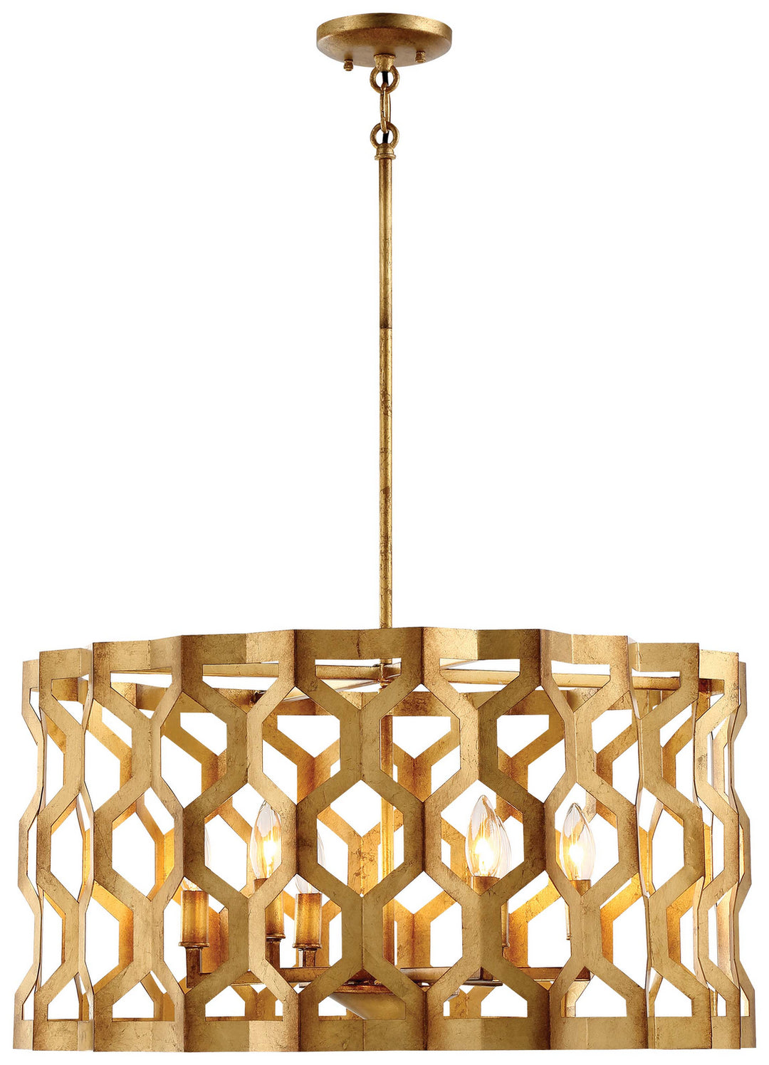 Coronade Six Light Pendant (Convertible To Semi-Flush) in Pandora Gold Leaf - available from The Lighting Shoppe, trusted by Canadian homeowners