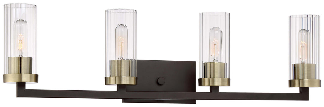 Ainsley Court Four Light Bath in Aged Kinston Bronze w/Brushed Brass Highlights - available from The Lighting Shoppe, trusted by Canadian homeowners