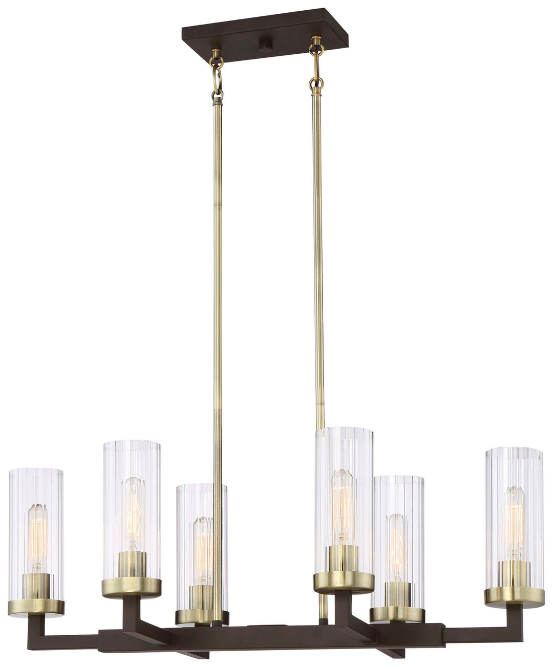 Ainsley Court Six Light Island Pendant in Aged Kinston Bronze w/Brushed Brass Highlights - available from The Lighting Shoppe, trusted by Canadian homeowners