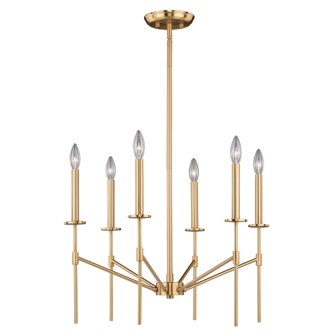 Kedzie Six Light Chandelier in Natural Brass