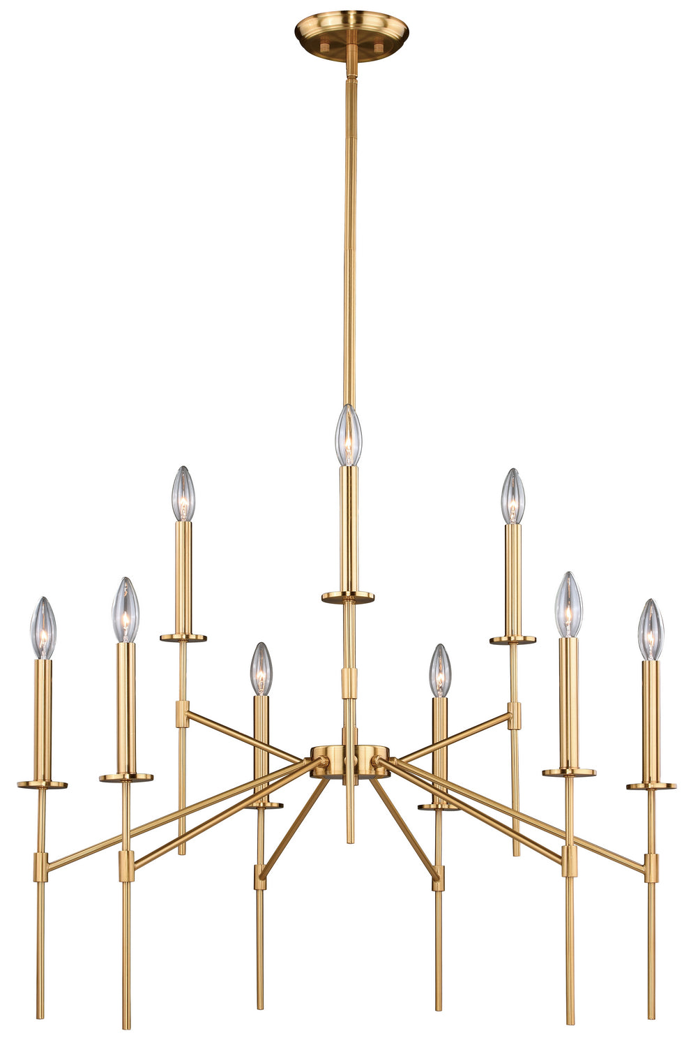 Kedzie Nine Light Chandelier in Natural Brass