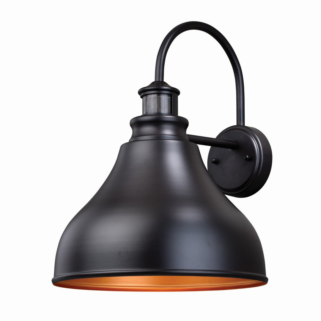 Delano One Light Motion Sensor Outdoor Wall Light in Oil Burnished Bronze and Light Gold