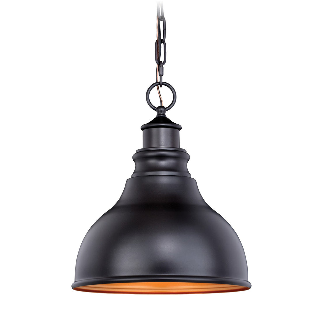 Delano One Light Outdoor Pendant in Oil Burnished Bronze and Light Gold