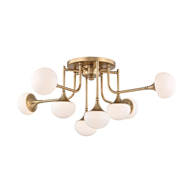 Fleming LED Semi Flush Mount in Aged Brass - available from The Lighting Shoppe, trusted by Canadian homeowners