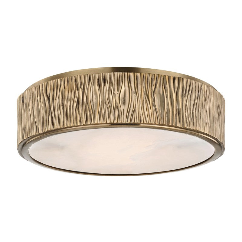 Crispin LED Flush Mount in Aged Brass - available from The Lighting Shoppe, trusted by Canadian homeowners