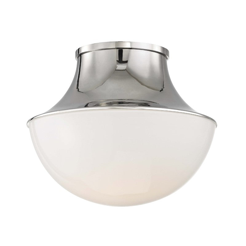 Lettie One Light Flush Mount in Polished Nickel - available from The Lighting Shoppe, trusted by Canadian homeowners