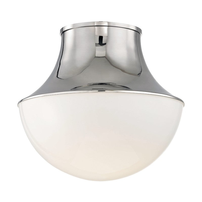 Lettie One Light Flush Mount in Polished Nickel - available from The Lighting Shoppe, trusted by Canadian homeowners