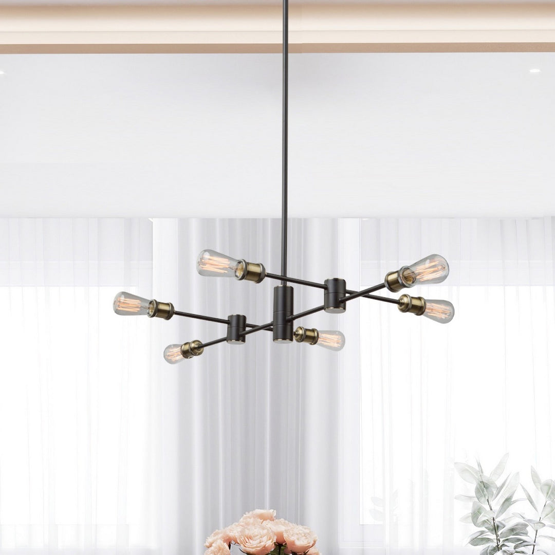 Artcraft Canada - AC10786BK - Six Light Chandelier - Tribeca - Matte Black & Satin Brass