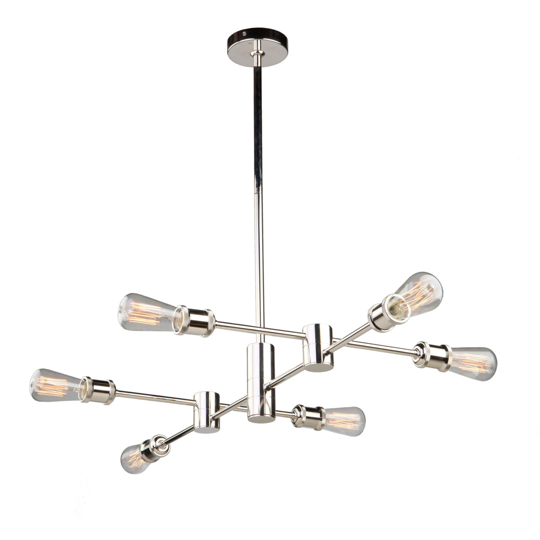 Tribeca Six Light Chandelier in Polished Nickel - available from The Lighting Shoppe, trusted by Canadian homeowners