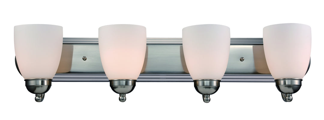 Clayton Four Light Vanity Bar in Brushed Nickel - available from The Lighting Shoppe, trusted by Canadian homeowners