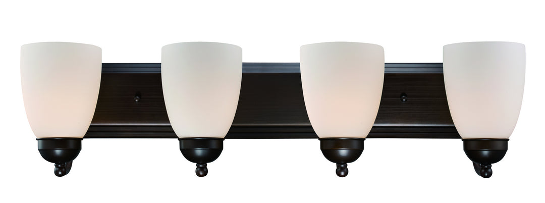 Clayton Four Light Vanity Bar in Rubbed Oil Bronze - available from The Lighting Shoppe, trusted by Canadian homeowners
