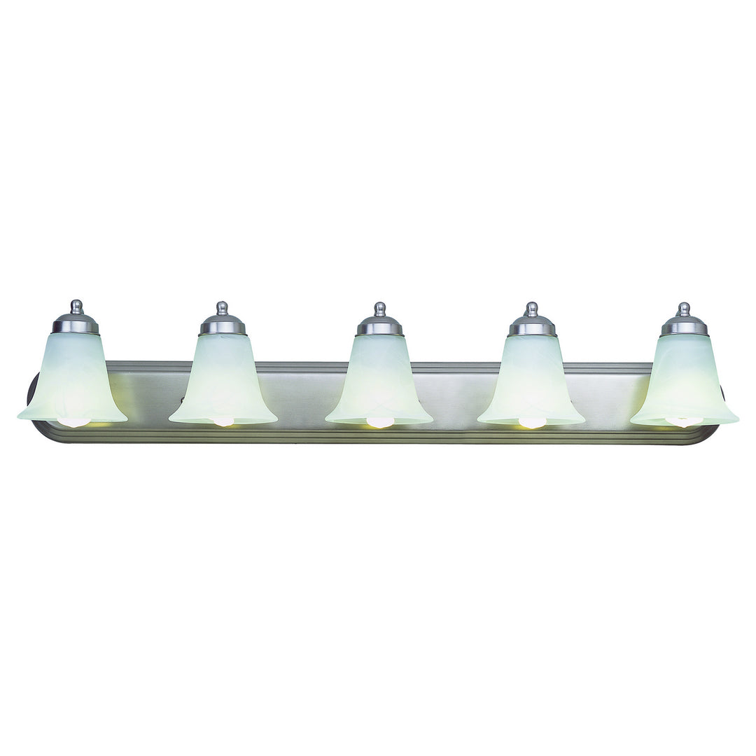 Rusty Five Light Vanity Bar in Brushed Nickel - available from The Lighting Shoppe, trusted by Canadian homeowners