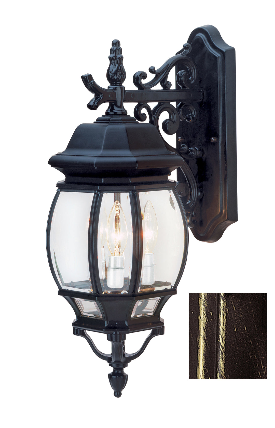 Francisco Three Light Wall Lantern in Black Gold - available from The Lighting Shoppe, trusted by Canadian homeowners
