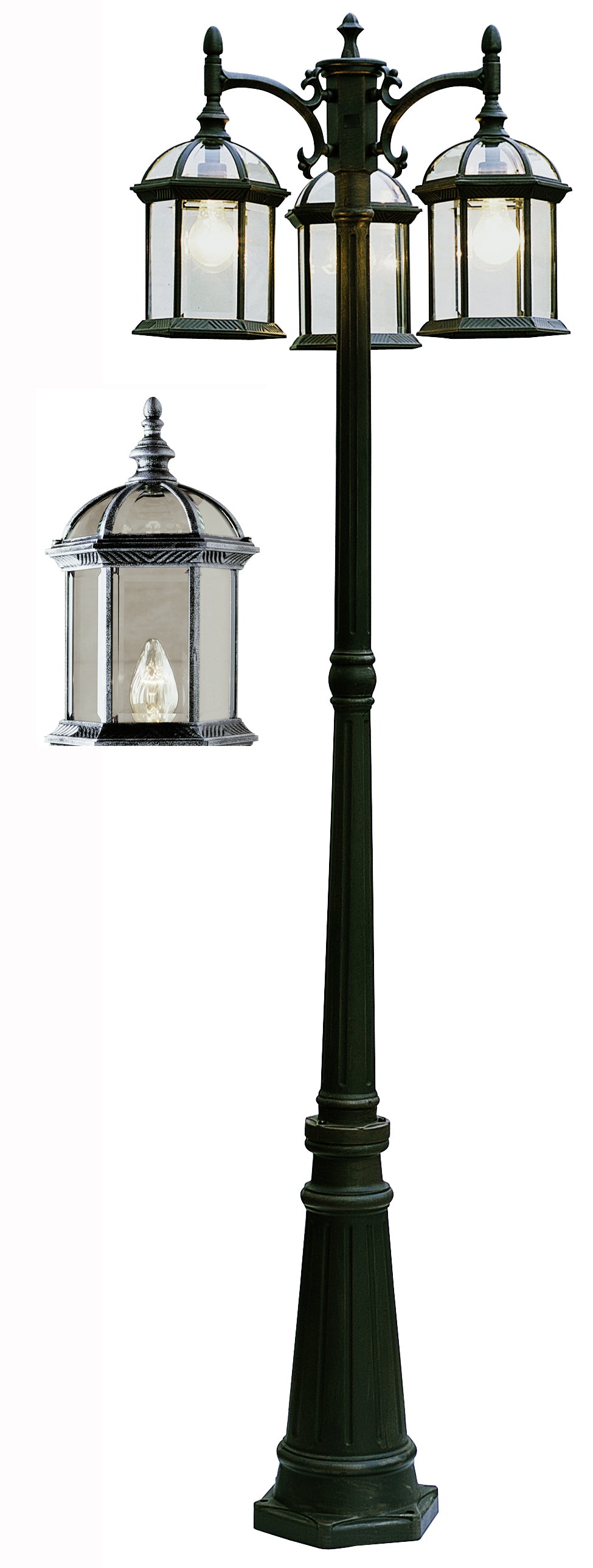 Wentworth Three Light Pole Light in Swedish Iron - available from The Lighting Shoppe, trusted by Canadian homeowners
