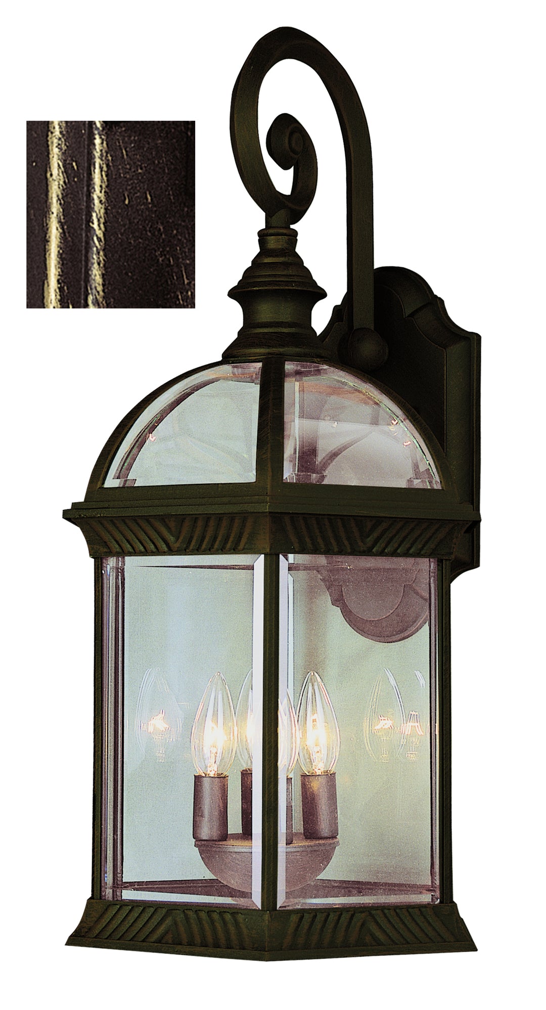 Wentworth Three Light Wall Lantern in Black Gold - available from The Lighting Shoppe, trusted by Canadian homeowners