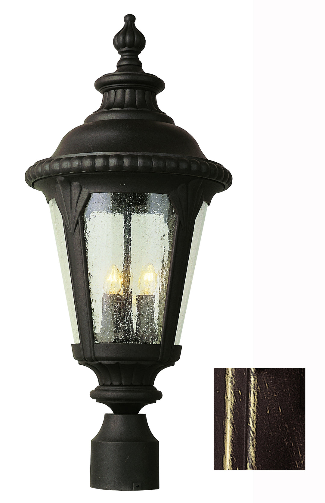 Commons Three Light Postmount Lantern in Black Gold - available from The Lighting Shoppe, trusted by Canadian homeowners