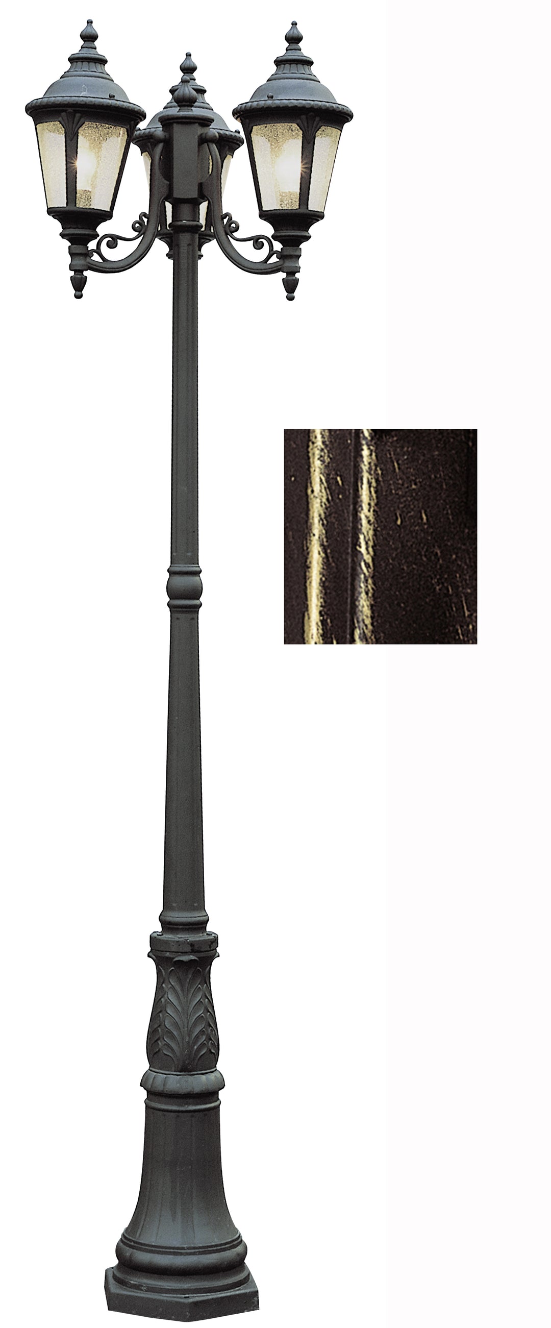 Commons Three Light Pole Light in Black Gold - available from The Lighting Shoppe, trusted by Canadian homeowners