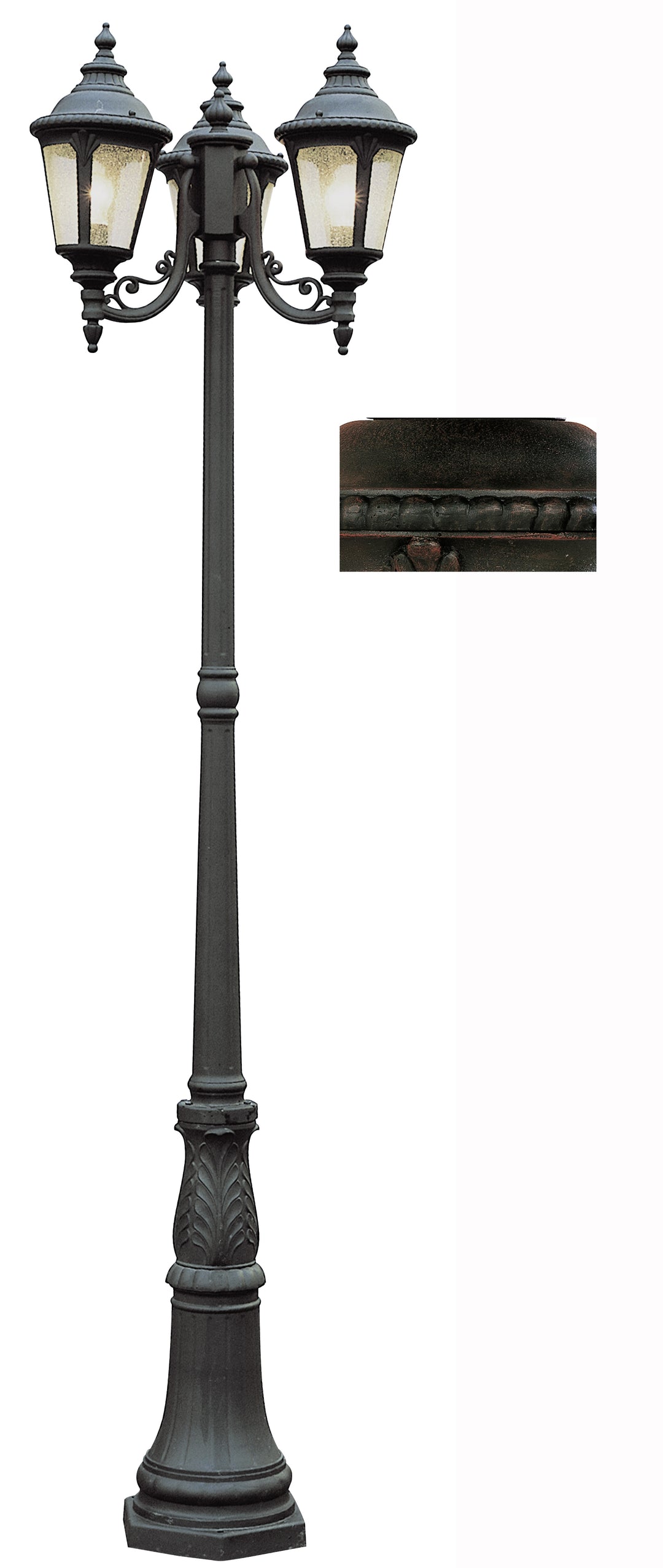 Commons Three Light Pole Light in Rust - available from The Lighting Shoppe, trusted by Canadian homeowners
