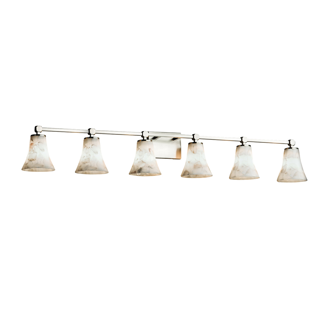 Justice Designs - ALR-8426-20-NCKL - Six Light Bath Bar - Alabaster Rocks - Brushed Nickel