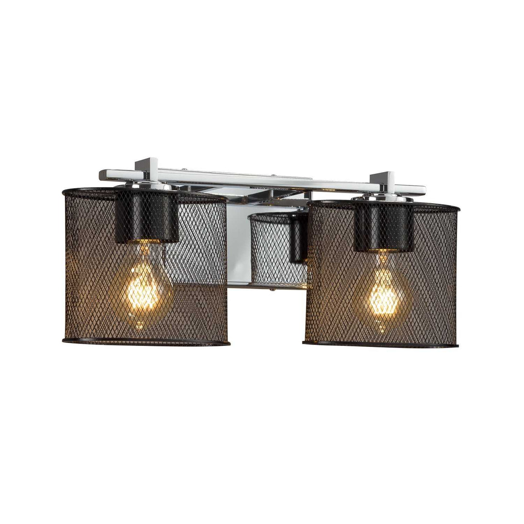 Wire Mesh Two Light Bath Bar in Polished Chrome Justice Designs