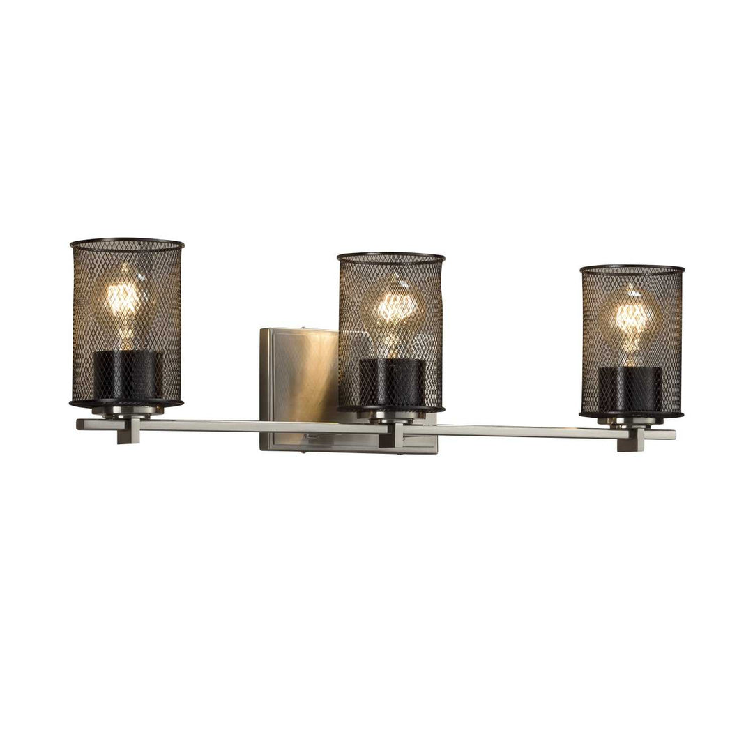 Wire Mesh Three Light Bath Bar in Brushed Nickel Justice Designs