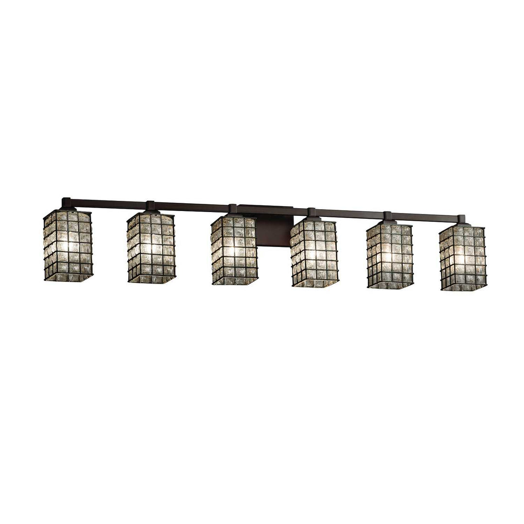 Wire Glass Six Light Bath Bar in Dark Bronze Justice Designs