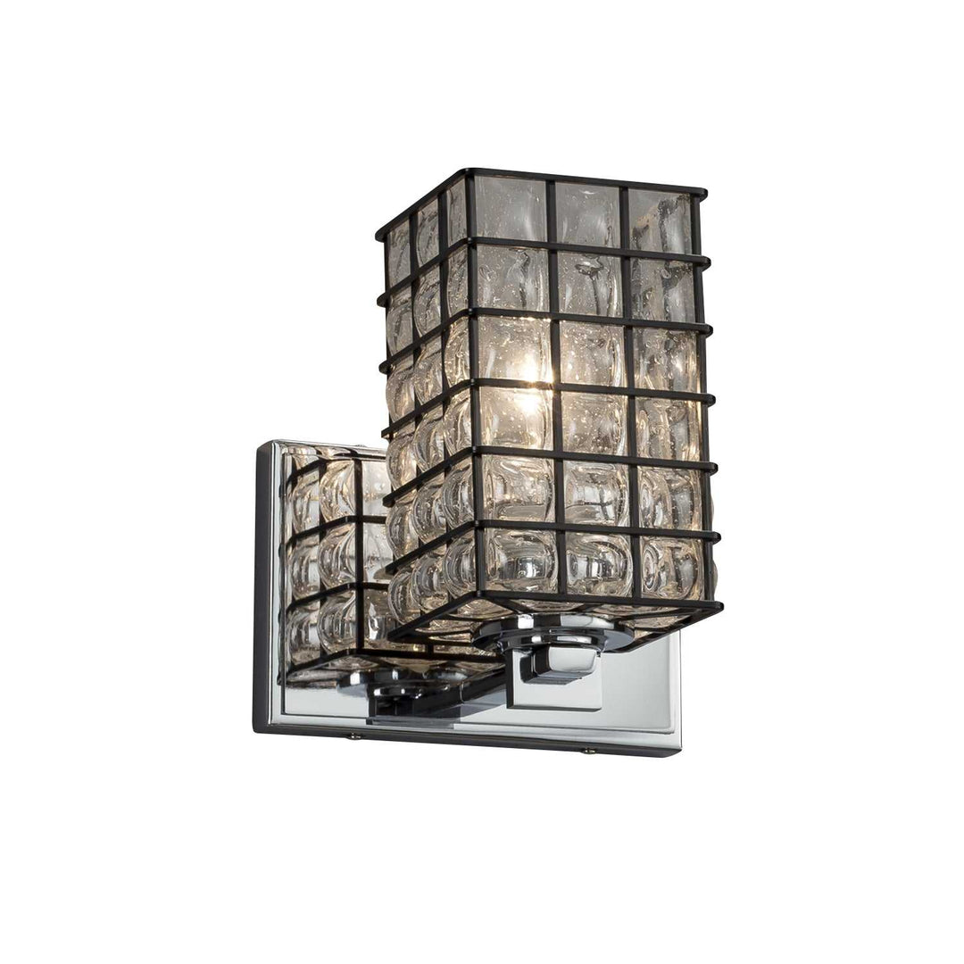 Wire Glass One Light Wall Sconce in Polished Chrome Justice Designs