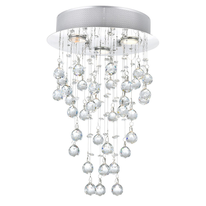 Rain Drop Three Light Flush Mount in Chrome - available from The Lighting Shoppe, trusted by Canadian homeowners