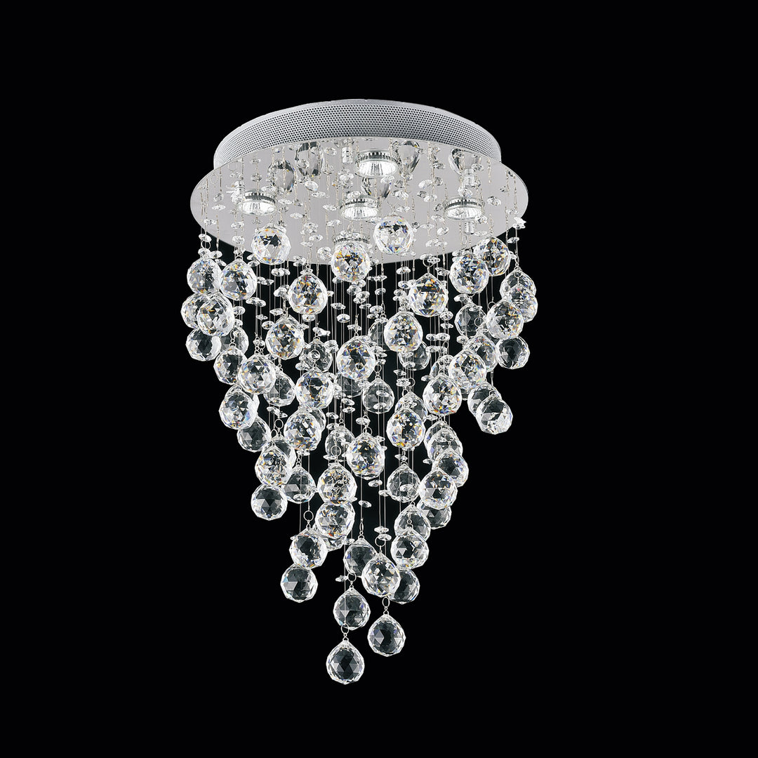 Rain Drop Five Light Flush Mount in Chrome - available from The Lighting Shoppe, trusted by Canadian homeowners