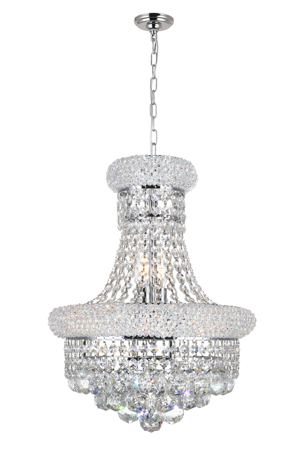 Empire Six Light Chandelier in Chrome - available from The Lighting Shoppe, trusted by Canadian homeowners