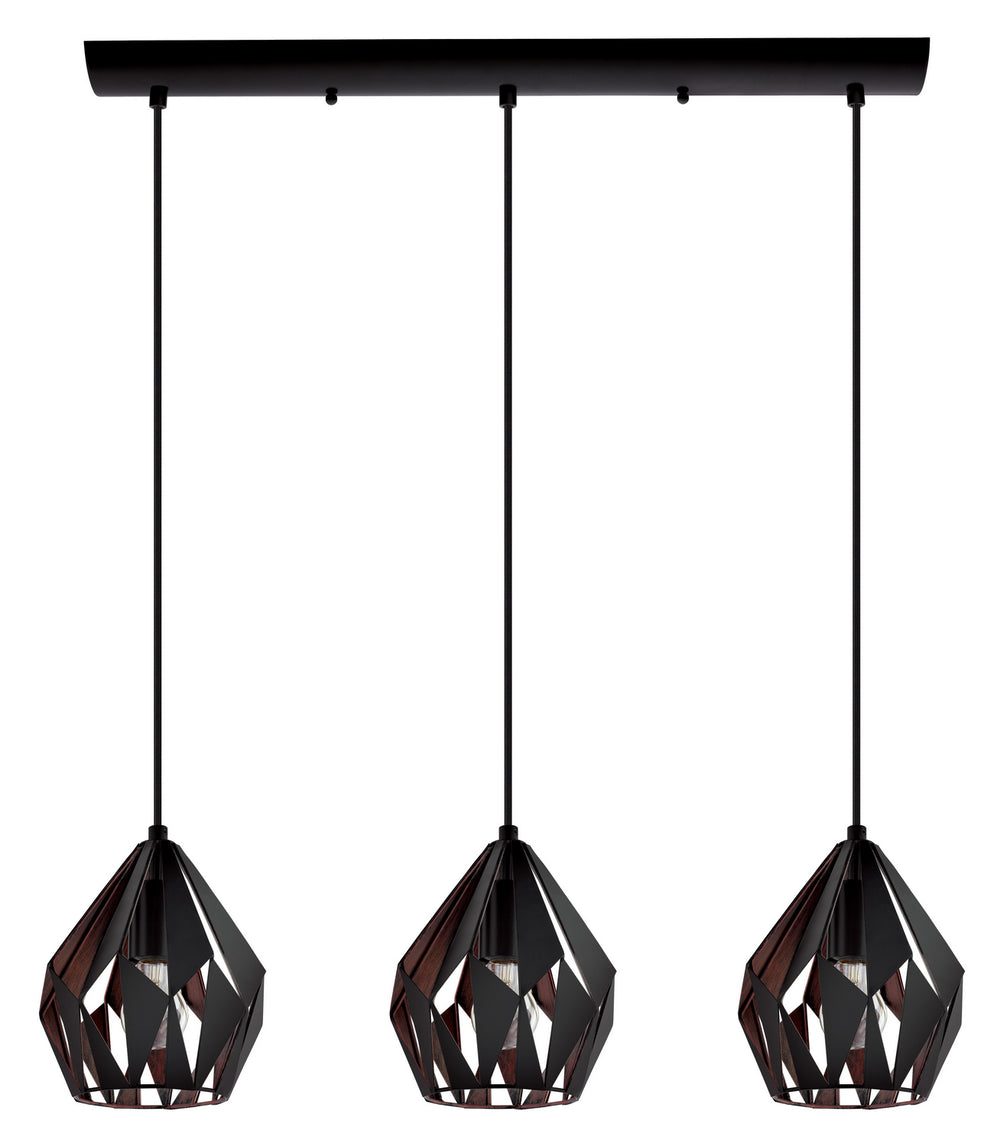 Carlton 3 Three Light Pendant in Black - available from The Lighting Shoppe, trusted by Canadian homeowners