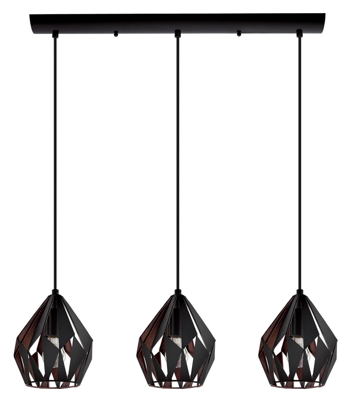 Carlton 3 Three Light Pendant in Black - available from The Lighting Shoppe, trusted by Canadian homeowners