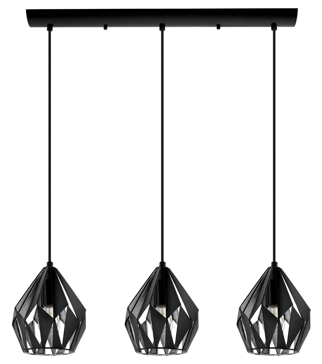 Carlton 3 Three Light Pendant in Black - available from The Lighting Shoppe, trusted by Canadian homeowners