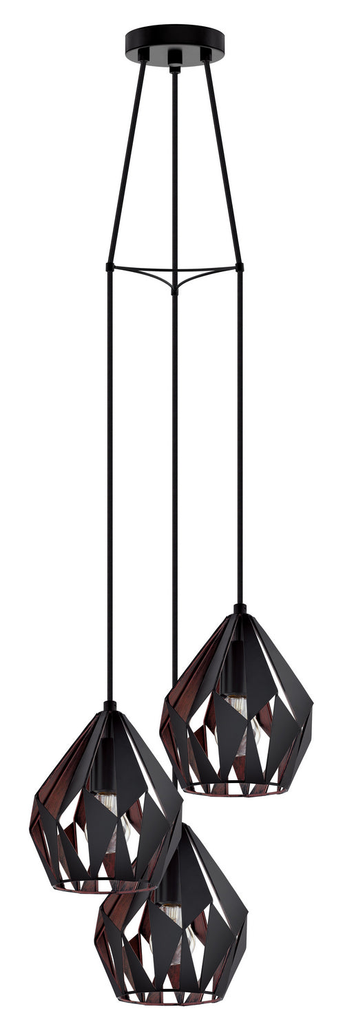 Carlton 3 Three Light Pendant in Black - available from The Lighting Shoppe, trusted by Canadian homeowners